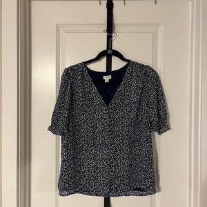 J. Crew Navy Floral Blouse